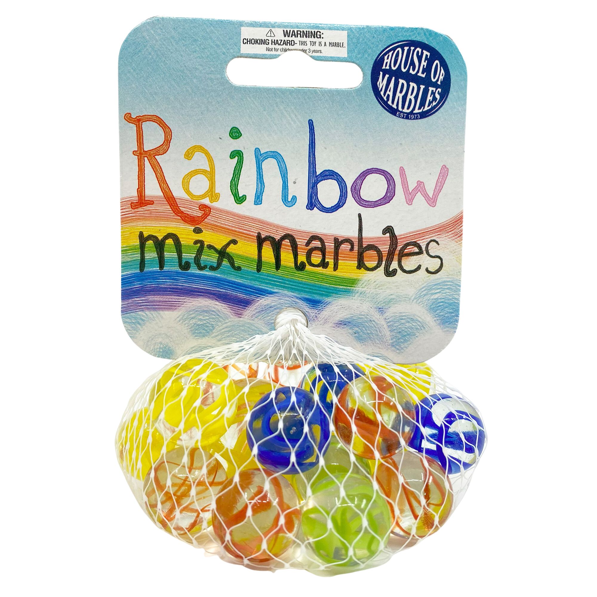 Netz mit Murmeln Rainbow Mix