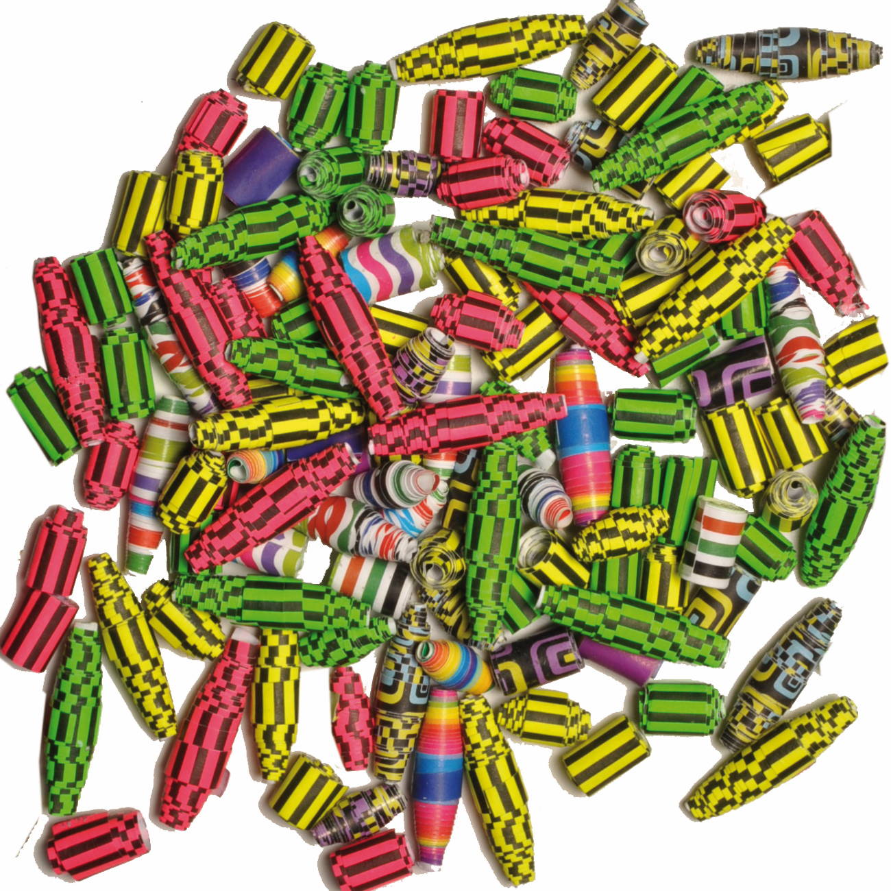 Verschiedene aufgerollte Papierperlen