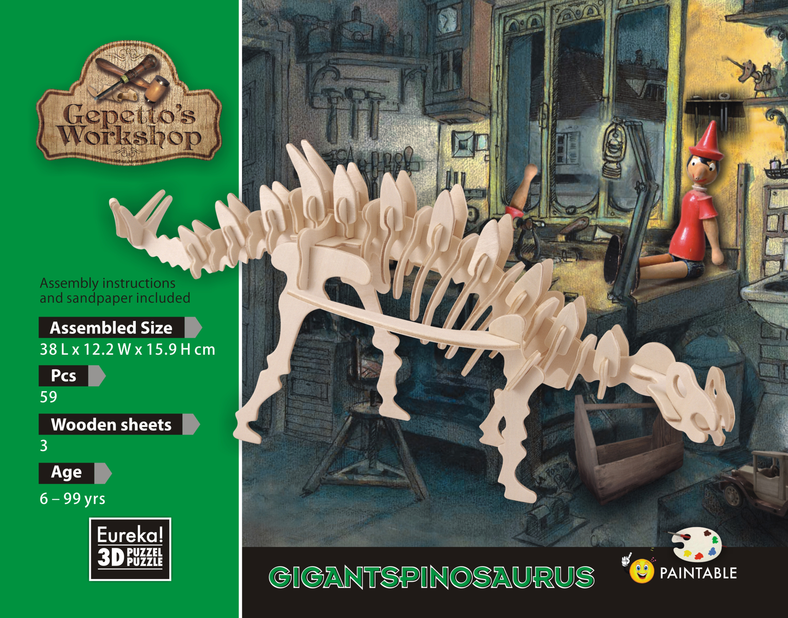 Verpackung von Gepettos Gigantspinosaurus