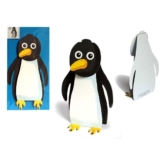 3D Tierfaltkarte kleiner Pinguin aufgestellt und verpackt