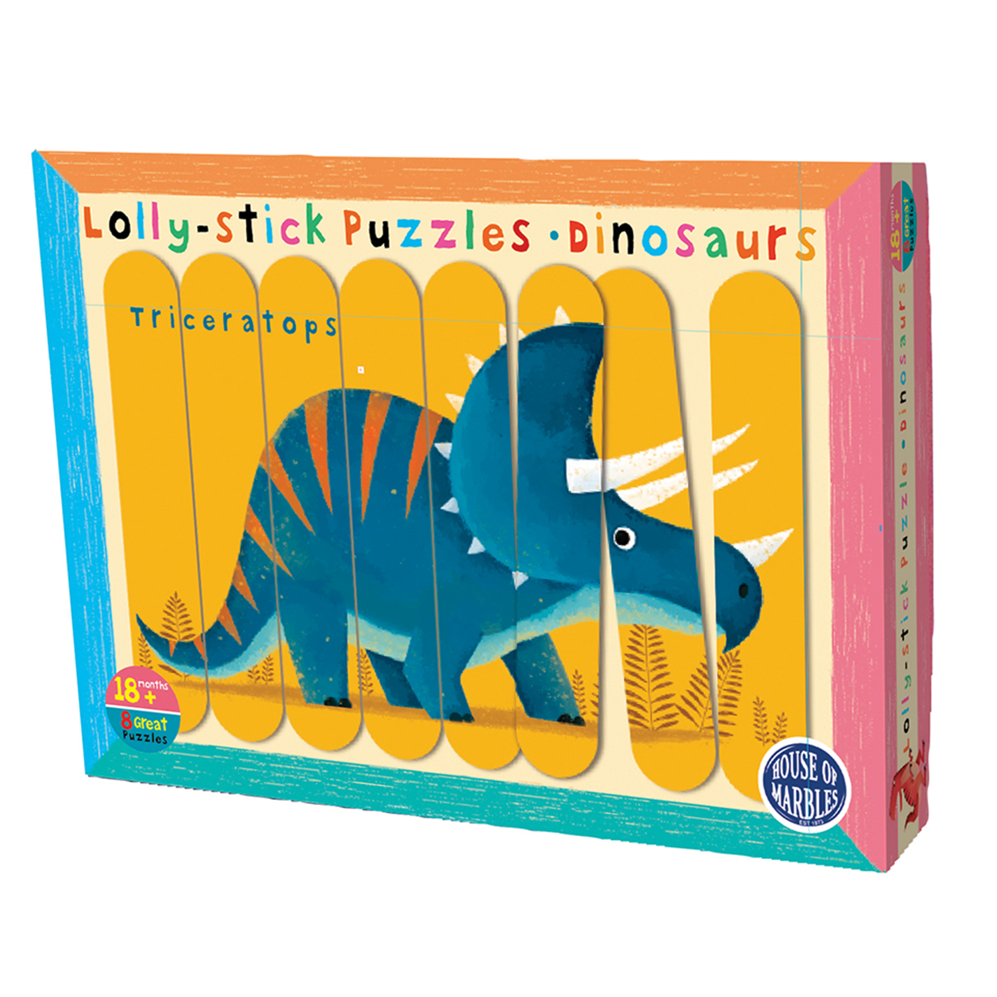 Schachtel des Eisstiel Puzzle Dinosaurier