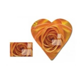 Faltbrief orange Rose Herz, offen und gefaltet