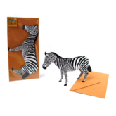 3D Tierfaltkarte Zebra aufgestellt und verpackt