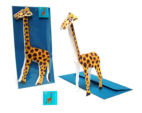 3D Tierfaltkarte Giraffe aufgestellt und verpackt