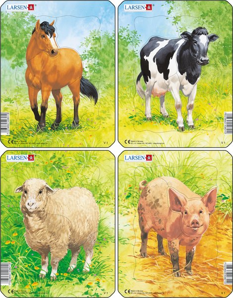 Rahmenpuzzle Mini Schwein, Pferd, Kuh, Schaf