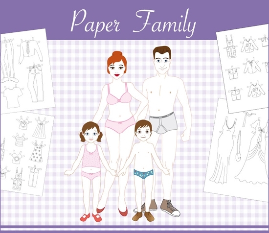 Ausschneide Familie aus Papier