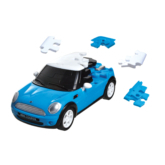 blauer Mini Cooper als 3D Puzzle