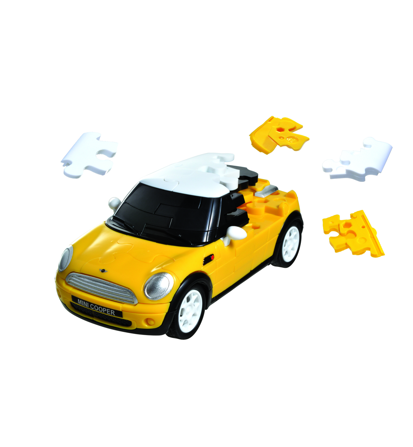 gelber Mini Cooper als 3D Puzzle