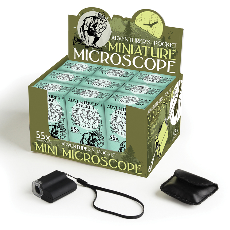 Mikroskop im Display und ausgepackt