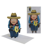 3D Karte Cowboy in der Verpackung und Aufgestellt