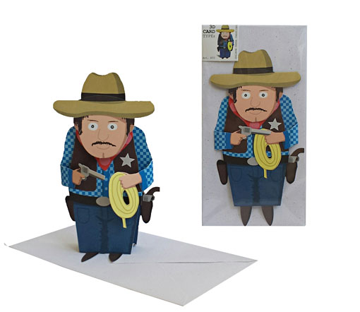 3D Karte Cowboy in der Verpackung und Aufgestellt