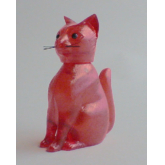 Wackel-Katze sitzend, rot, transparent