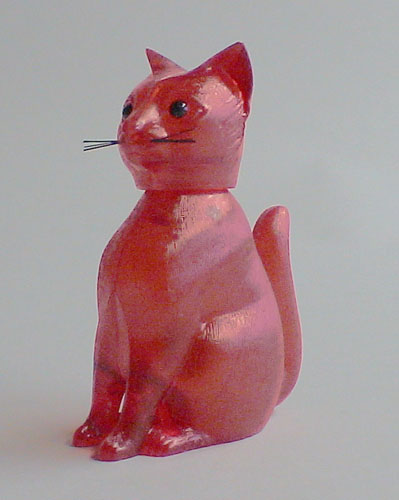 Wackel-Katze sitzend, rot, transparent