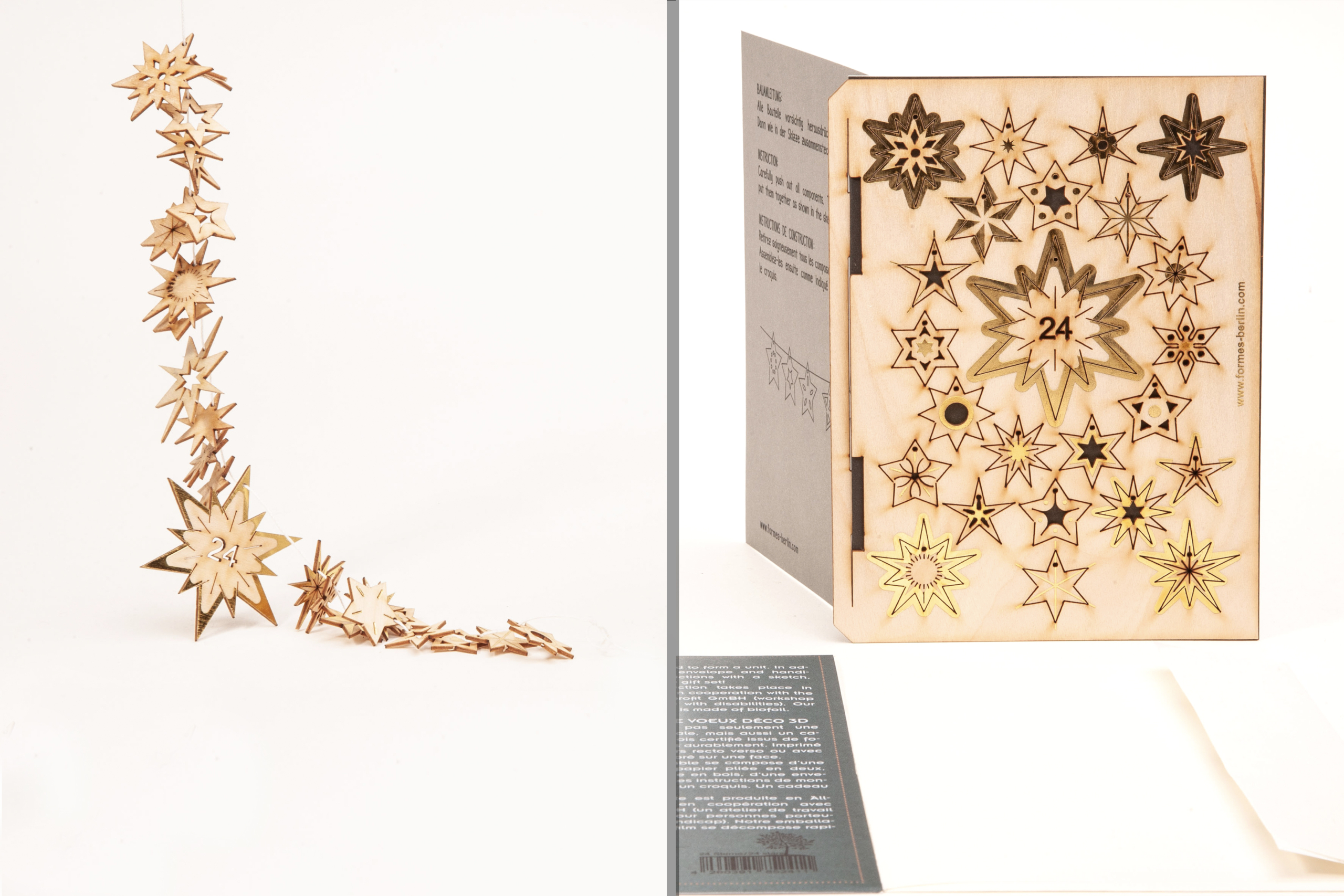 24 Sterne gold – 3D Deko Grusskarte