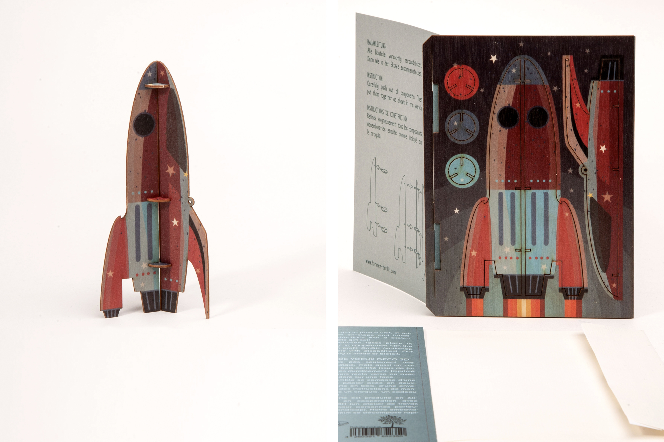 Rakete – 3D Deko Grusskarte