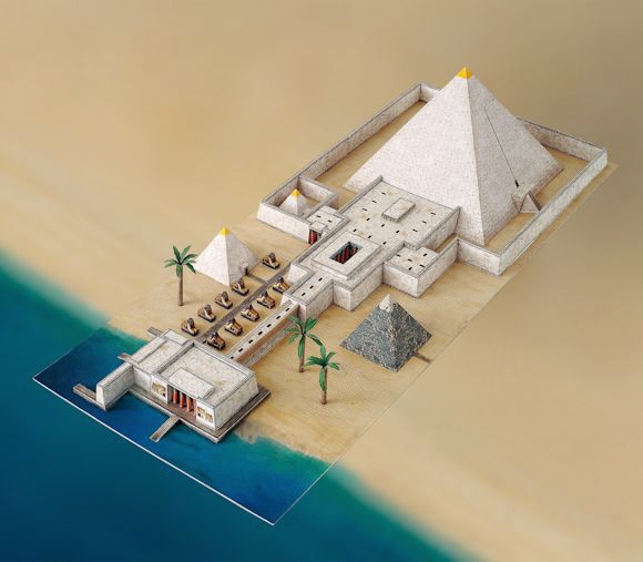 Pyramide mit Taltempel – Papier Modell Bogen