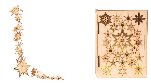 24 Sterne gold – 3D Deko Grusskarte