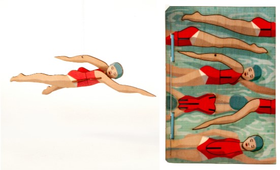 Schwimmerin – 3D Deko Grusskarte