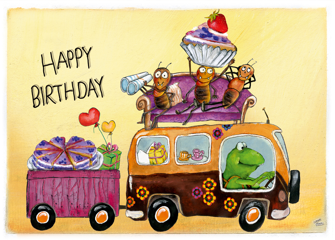 Postkarten – Happy Birthday Bus