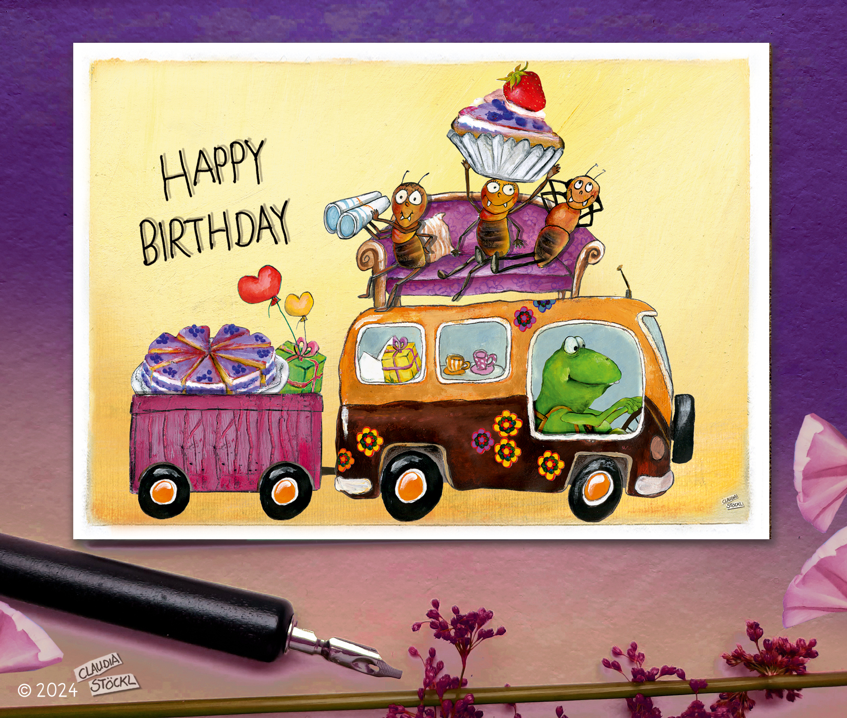 Postkarten – Happy Birthday Bus