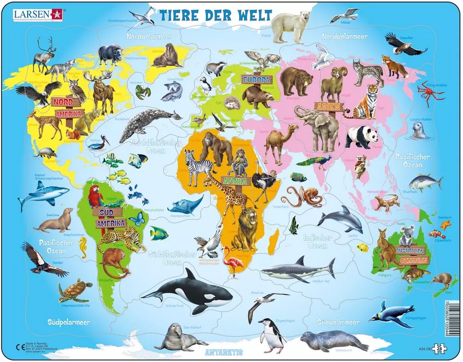 Rahmenpuzzle Tiere der Welt