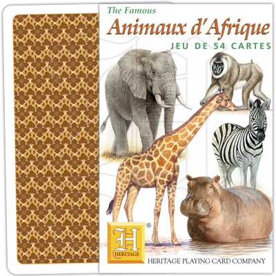 Verpackung und Rückseite der Spielkarten Animaux d'Afrique