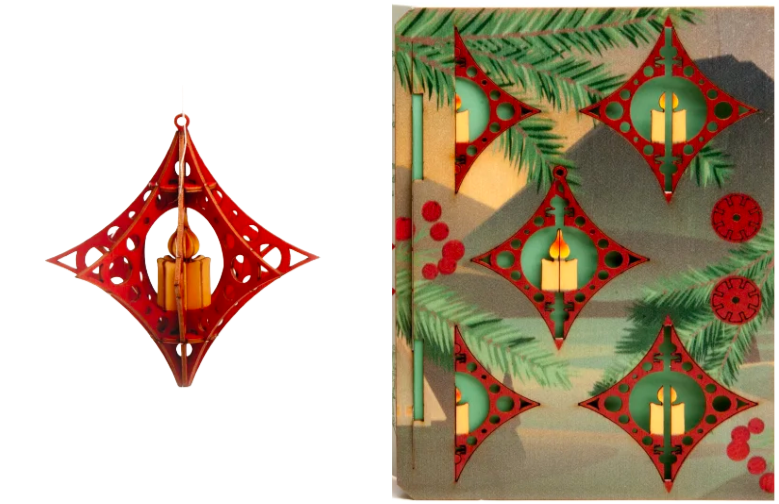 Weihnachtsschmuck – Kerze – 3D Deko Grusskarte