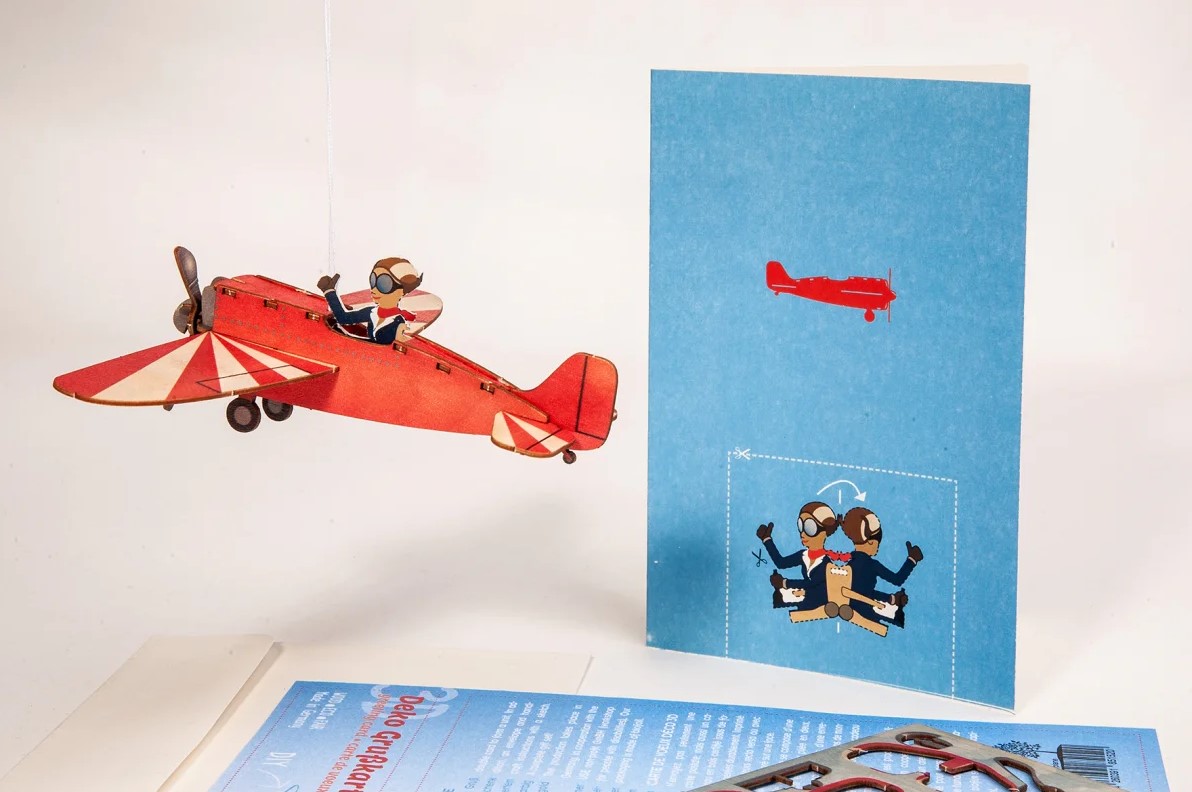 Flugzeug – 3D Deko Grusskarte