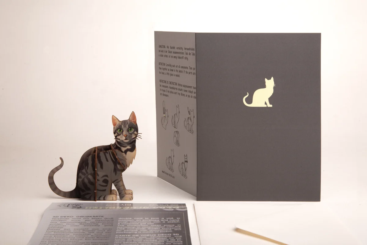 Katze sitzend – 3D Deko Grusskarte