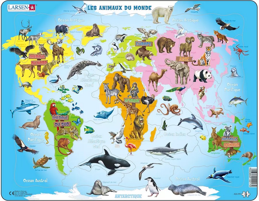 Rahmenpuzzle Les Animaux du Monde