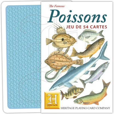 Verpackung und Rückseite der Spielkarten Poissons