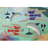 Mobile – Schwimmerin und Delfine