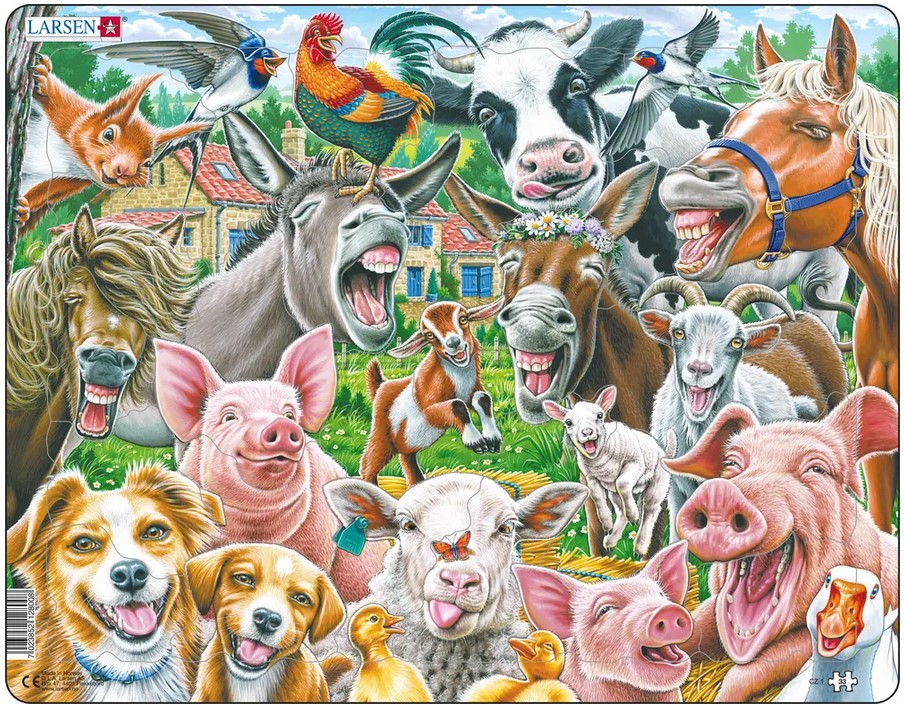 Rahmenpuzzle Selfie glückliche Tiere